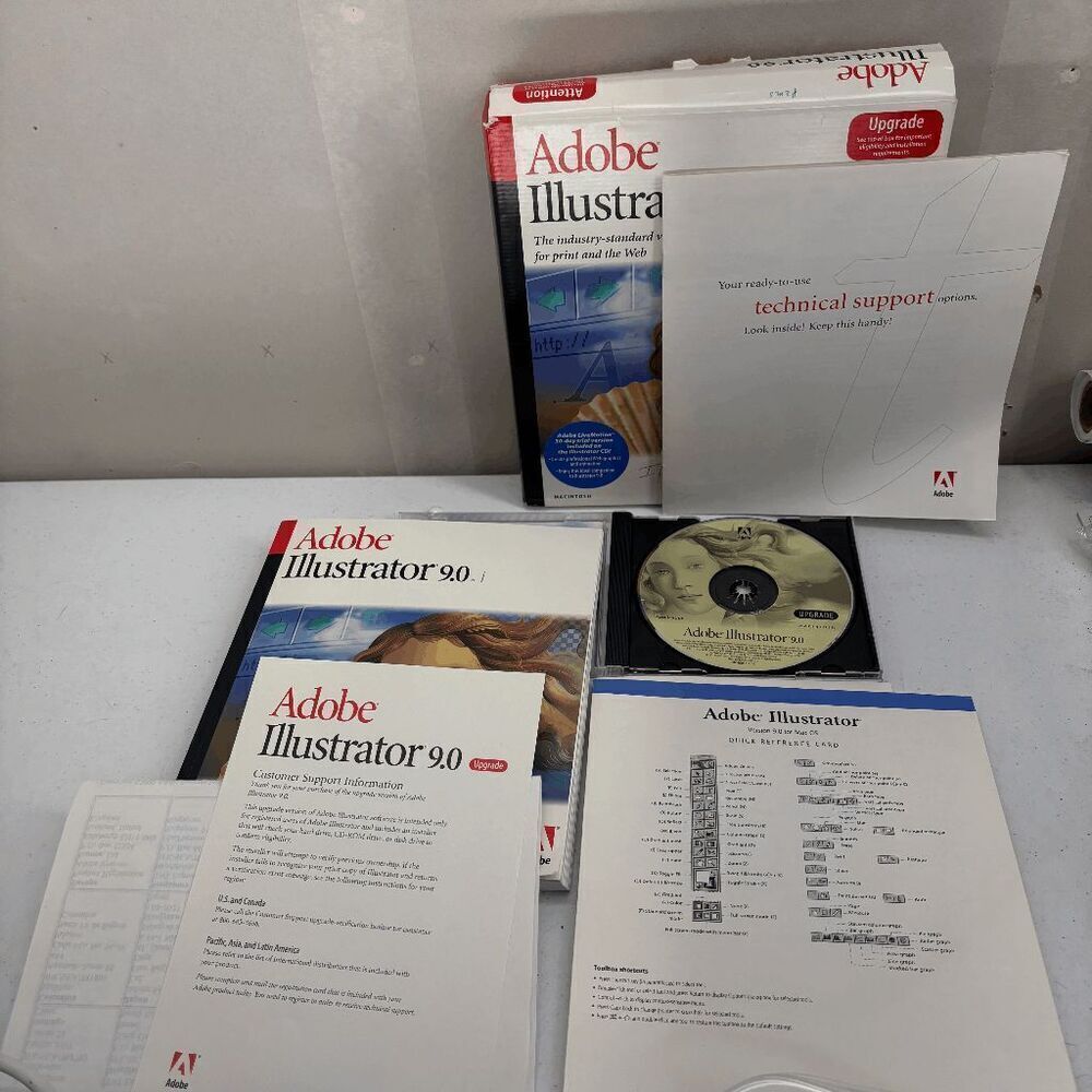 Adobe Illustrator‎ 9.0 Upgrade Big Box Macintosh Mac User Guide + Serial Number